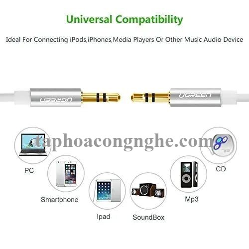 Ugreen 10754 3M màu Trắng Cáp âm thanh 2 đầu 3.5mm dương AV119 30010754